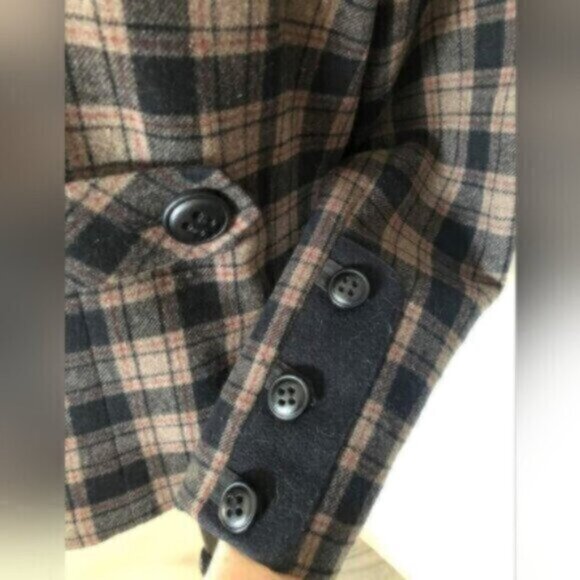 Soia & Kyo  Plaid Wool Pea Coat Womens Sz Large - Picture 9 of 10